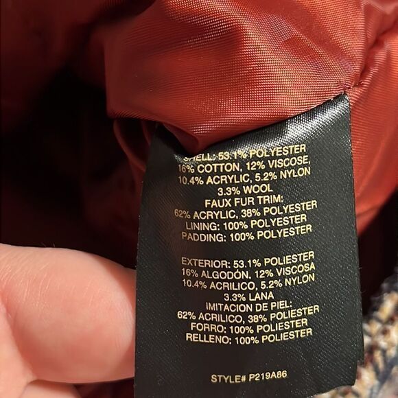 Girls Coat Size 10 Plaid Wool Blend Faux Fur Hood Full Zip Jessica Simpson - Picture 10 of 10